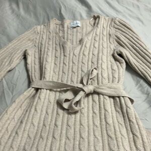 Pink Rose Cable Knit Sweater Dress
